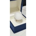 Sterling silver ring with white jade stone