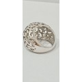 Sterling silver domed ornate ring