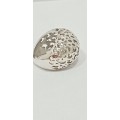 Sterling silver domed ornate ring