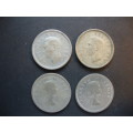 Lot of FOUR Silver Sixpence - One bid takes all.