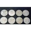 Lot of 8 Great Britain Sixpence coins - 1948, 1950, 1953, 1955, 2 x 1961, 1962 and 1967