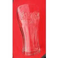 LARGE "COCA-COLA" DRINKING GLASS WITH THE NAME "COCA-COLA" EMBOSSED ROUND THE TOP.