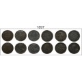 ZAR 1897 Complete Coin Set 1D (1898) 3P 6P 1S 2S 2.5S