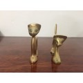 Set of 2 Vintage brass cat ornaments Hight 70mm