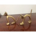 Set of 2 Vintage brass cat ornaments Hight 70mm