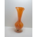 Vintage Peach Swirl Art Glass Vase