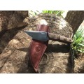 CONDOR HEADSTRONG KNIFE 4,02 1095 CARBON STEEL BLADE, WALNUT HANDLE, WELTED LEATHER SHEATH CTK2813