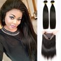 Brazilian /Peruvian / Malaysian hair 360 Lace closure with 2 bundles / Virgin Hair with 360 Closure