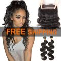Brazilian Hair/Peruvian Hair 200g with a 360 Closure (Body/Straight/Curly/Kinky Curly)