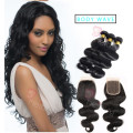 Brazilian ,Peruvian Hair Body Wave with Lace Closure (8"-30" inch)