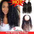Brazilian hair, Virgin Hair with 360 Lace Closure Curly HEIBUY Hair
