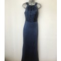 Satin look blue dress new full length size 8 / 32