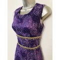 8 - 10 / 32 - 34 purple and gold  vintage 1940s evening gown floor length.