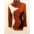 10/34 baby soft burnt orange polo neck jersey Made in Italy stunning