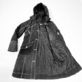 Size 36/38 black coat with hood, lovely stitching detail.