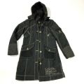 Size 36/38 black coat with hood, lovely stitching detail.
