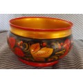 Greek hand painted wooden bowl