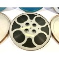 3 x Large Vintage 16mm Film Reels loaded with Film in Protective Canisters (10 inch Diameter)