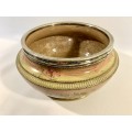 Beautiful Antique Porcelain Bowl / Pot With Silver Plated Rim