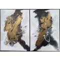 Winter Gold - Set of 2 Abstract Art