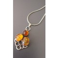 925 Sterling Silver Amber Pendant with 40cm 925 Silver Snake chain