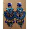 Blue Enamel Earrings