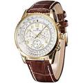 Authentic, brand new KS Aviator Luxury Day Date Men's Brown Leather Wrist Watch