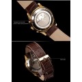 Ks Authentic NewAviator Luxury Day Date 24Hours Automatic Mechanical Men's Brown Leather Wrist Watch