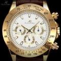 Authentic Luxury KS Imperial Day Date Gold Case Brown Leather Men Automatic Mechanical Wrist Watch
