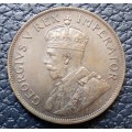 A/Unc South Africa 1924 Penny. Note cut line in throat