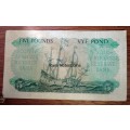 3RD Issue MH De Kock 5 Pound Banknote 1959 Last serial range