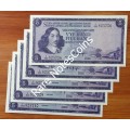 UNC TW de Jongh Seq Banknotes.Afr over Eng . Watermark Van Riebeeck. F293/ 825706 to 010