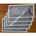 UNC TW de Jongh Seq Banknotes.Afr over Eng . Watermark Van Riebeeck. F293/ 825706 to 010