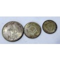 Unc 1952 South African Silver Trio