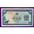 1975 Rhodesia $10 Banknote. Rhodes Watermark