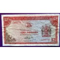 1979 Rhodesia $2 Banknote. Rhodes Watermark