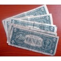 5 USA American One Dollar Banknotes