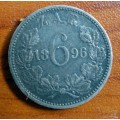 1896 ZAR Sixpence. Mintage: 205 480