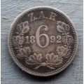 1892 ZAR Sixpence Key date