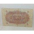 1939 The East Africa Currency Board 5/- Five Shilling