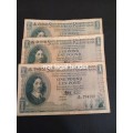 3 MH de Kock One Pound Banknotes