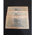 3 MH de Kock One Pound Banknotes