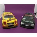 Plastic Mercedes and Audi Rally Cars 13cmx6cmx3cm