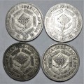 4  x  South Africa 6 Pence (6d) - Various Dates - .SILVER COINS