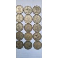 SHILLING AND 10c 50% SILVER x25