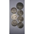 5X SILVER R1 + 1X 5 SHILLING 1957 SILVER