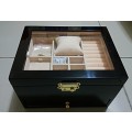 JEWELRY BOX/ CASE *REAL SOLID WOOD* JET BLACK