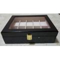 WATCH BOX / DISPLAY / CASE / STORAGE / ORGANISER 10 SLOT/ BLOCK/ DIVISION* REAL SOLID WOOD CARBON