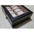 WATCH BOX / DISPLAY / CASE / STORAGE / ORGANISER 10 SLOT/ BLOCK/ DIVISION* REAL SOLID WOOD CARBON