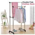 HEIGHT ADJUSTABLE / SPACE SAVING DOUBLE POLE CLOTHES RACK